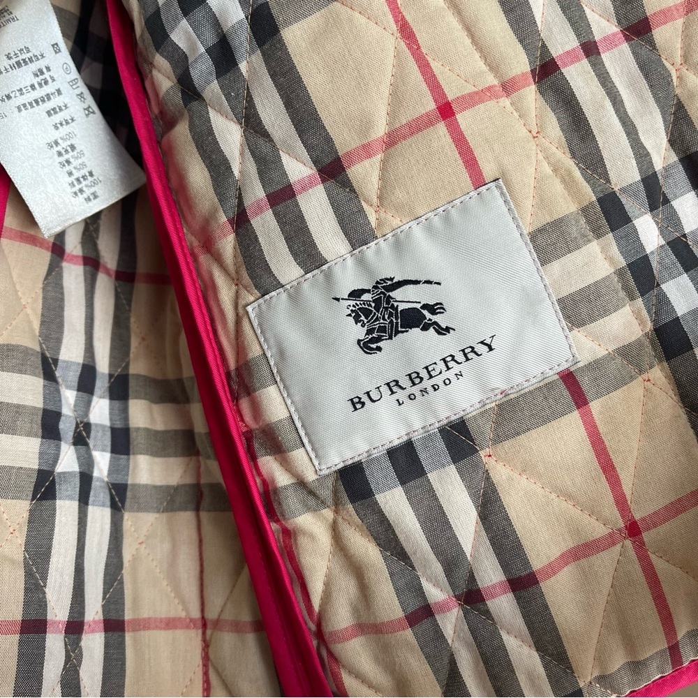 Burberry London Barn Coat Pink Diamond Quilted Nova Check Snap Authenticated M - Picture 5 of 16